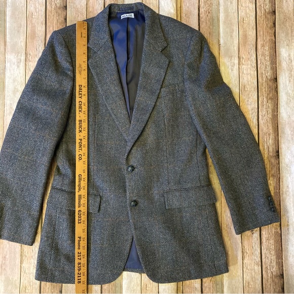 Vintage Luxury Chadmore Wool Blend Herringbone L 38 Gray/Blue/Orange Mens Blazer - Picture 2 of 12